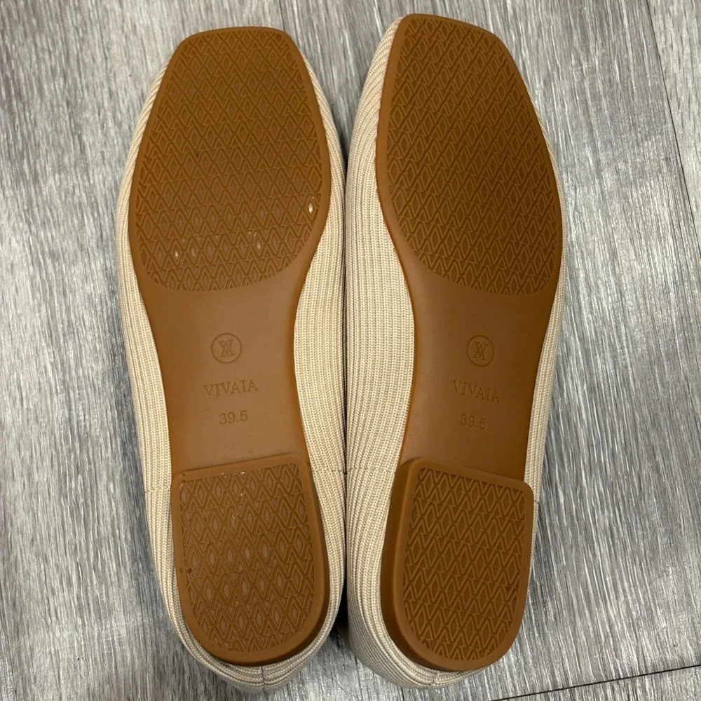 VIVAIA Margot Square-Toe Mary Jane Almond Ribbed Knit Flat Preppy Minimalist 8.5 - Picture 7 of 9